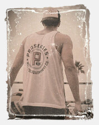 Professional Beach Volleyball player ready to serve wearing ProSeries shirt